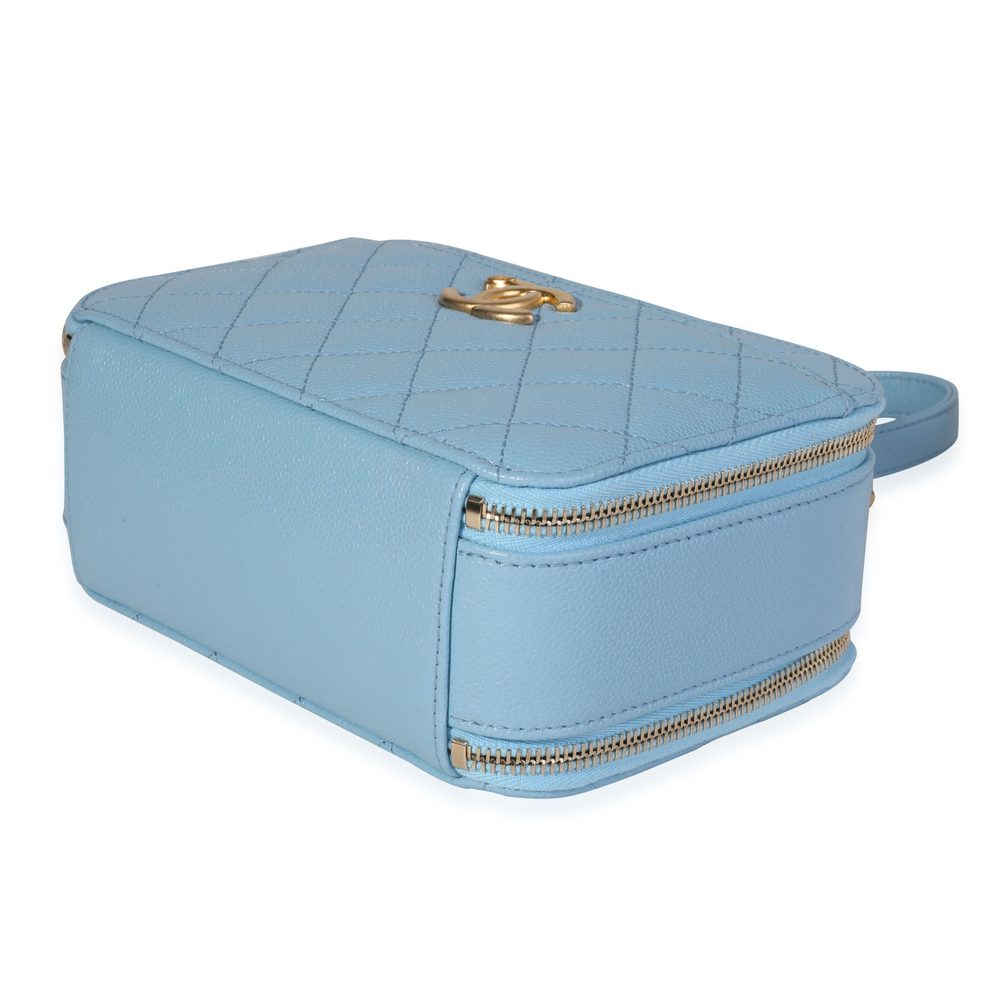 Chanel Light Blue Quilted Caviar Chanel Top Handle Vanity Case - Picture 5 of 5